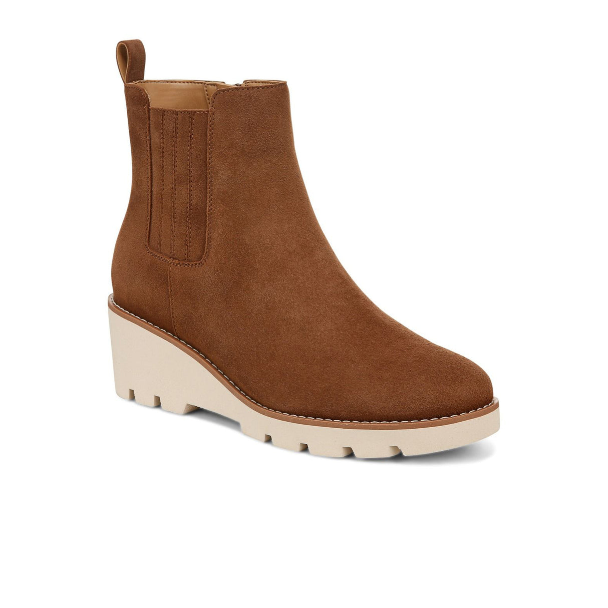 Vionic Aria Wedge Boot (Women) - Hazelnut Brown Waxed Suede Boots - Casual - Mid - The Heel Shoe Fitters