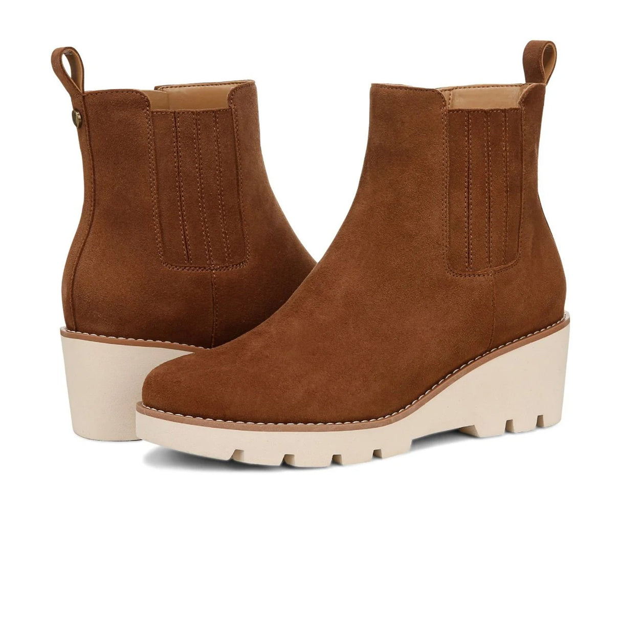 Vionic Aria Wedge Boot (Women) - Hazelnut Brown Waxed Suede Boots - Casual - Mid - The Heel Shoe Fitters