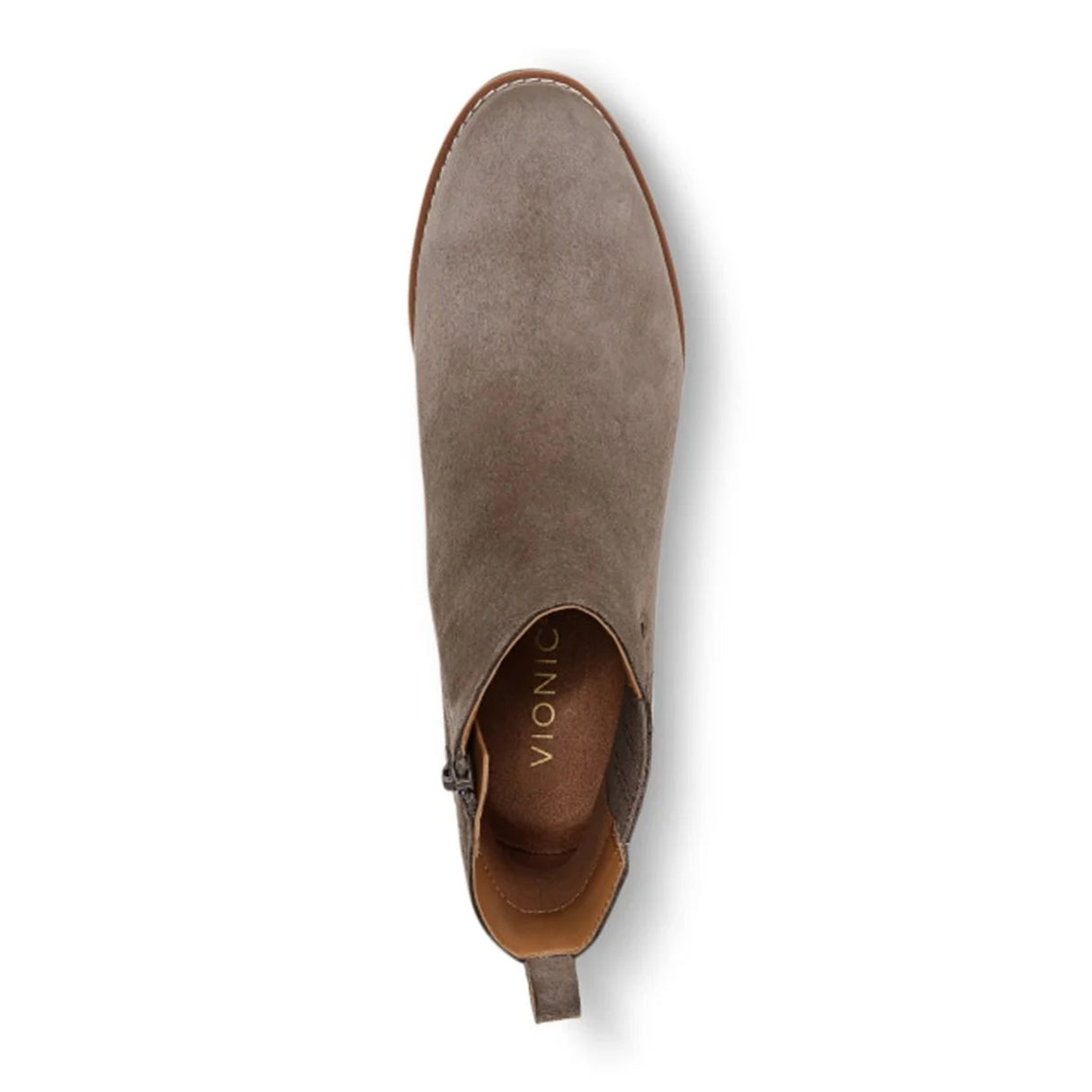 Vionic Aria Wedge Boot (Women) - Stone Grey Waxed Suede Boots - Casual - Mid - The Heel Shoe Fitters