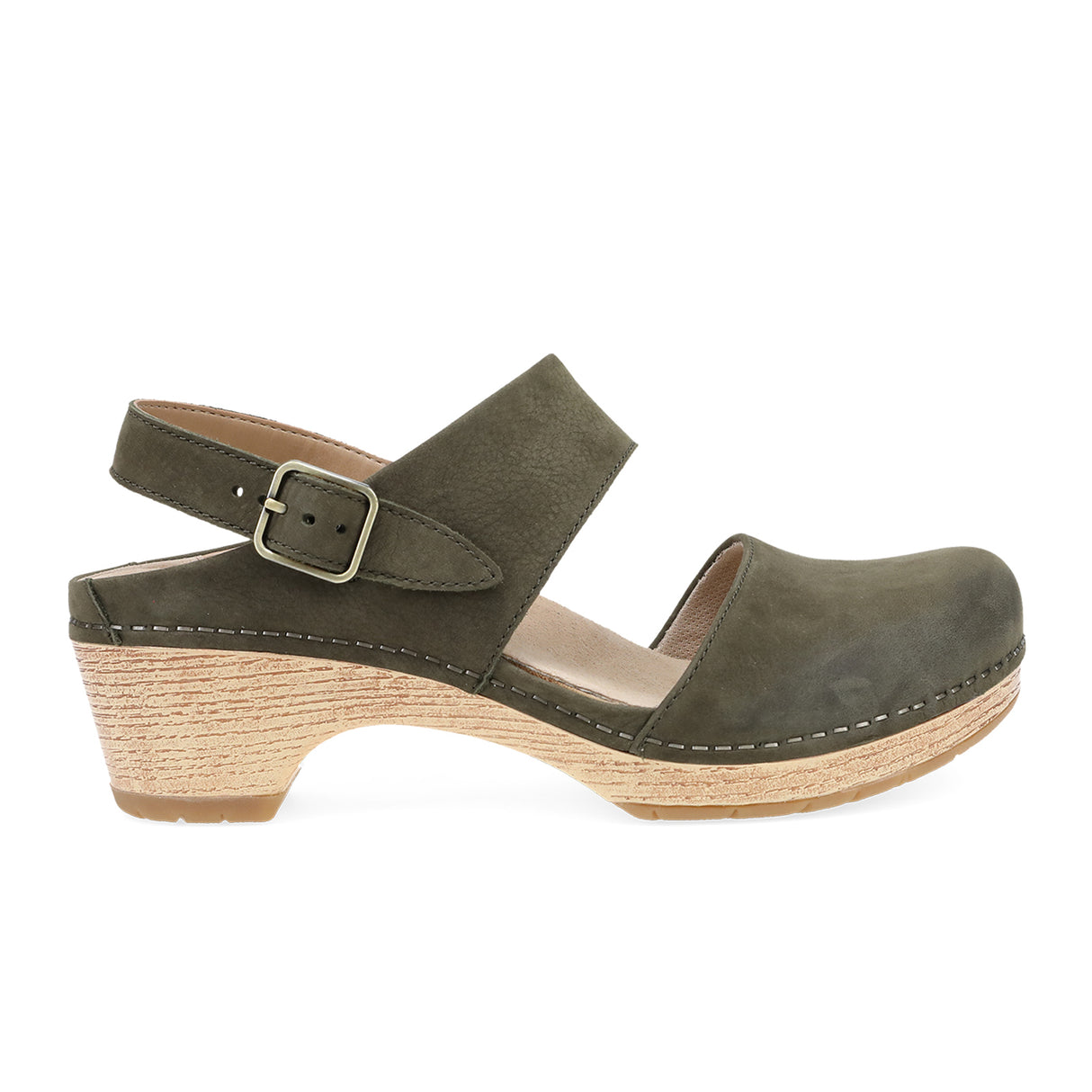 Dansko Lucia Heeled Sandal (Women) - Ivy Milled Nubuck Sandal - Heel/Wedge - The Heel Shoe Fitters
