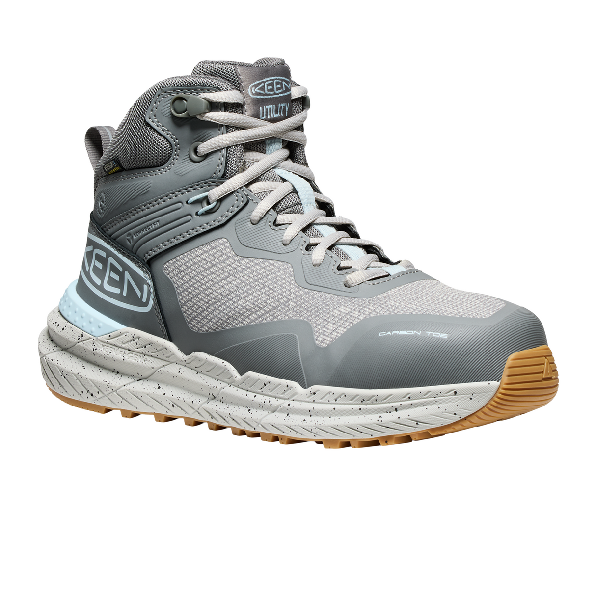Keen Utility Synchro Mid Waterproof Carbon Toe Work Boot (Women) - Steel Grey/Gum Boots - Work - Mid - The Heel Shoe Fitters