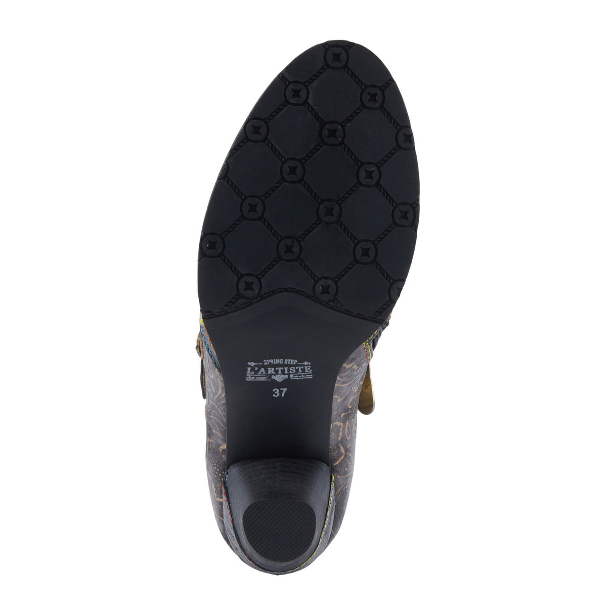 L'Artiste Graphic Heeled Ankle Boot (Women) - Black Metallic Boots - Casual - Low - The Heel Shoe Fitters