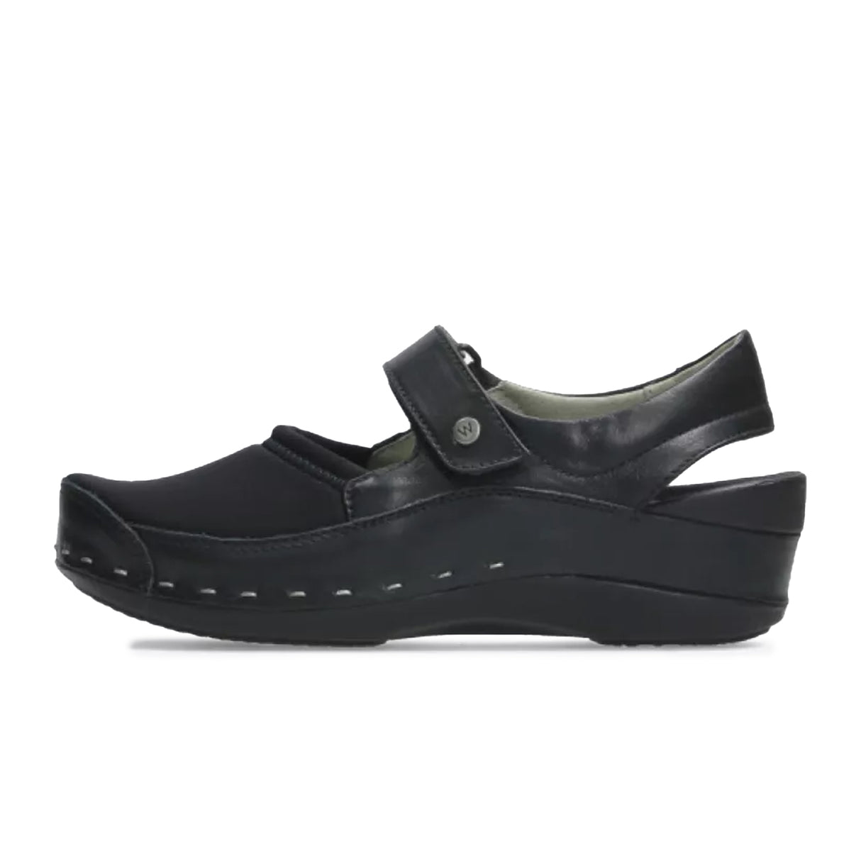 Wolky Strap-Cloggy (Women) - Black Lycra Smooth Dress-Casual - Flat - The Heel Shoe Fitters