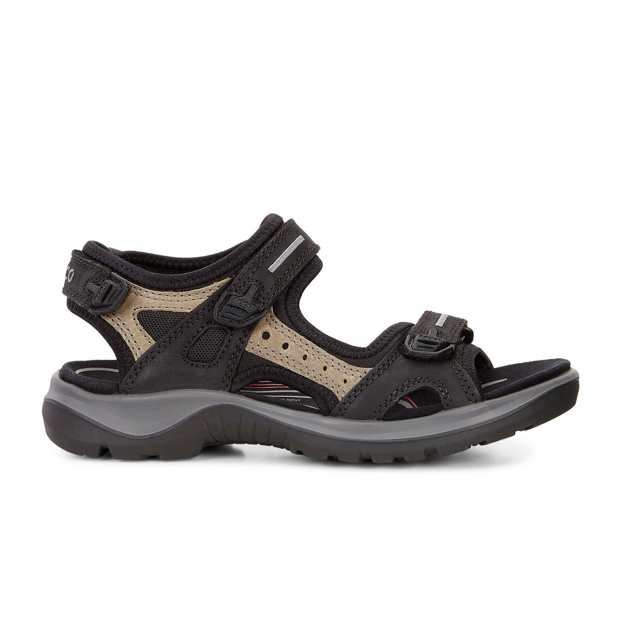 ECCO Yucatan Active Sandal (Women) - Black/Mole/Black Sandal - Active - The Heel Shoe Fitters