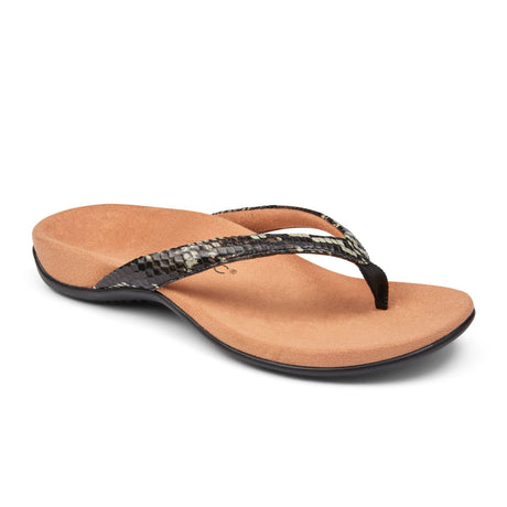 Vionic Dillon Thong Sandal (Women) - Black Snake Sandals - Thong - The Heel Shoe Fitters