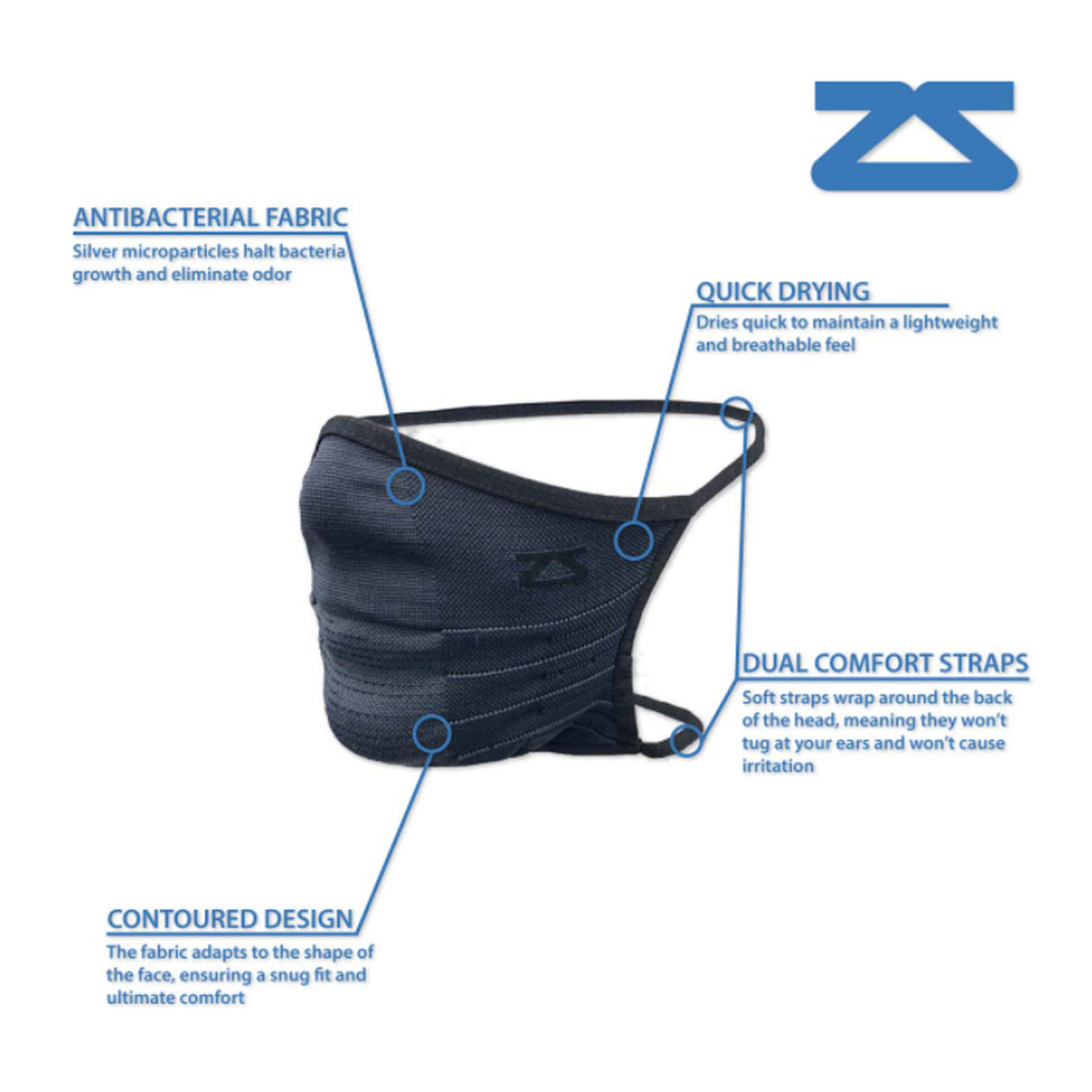 Zensah Youth Face Mask (Children) - Black Accessories - Headwear - The Heel Shoe Fitters