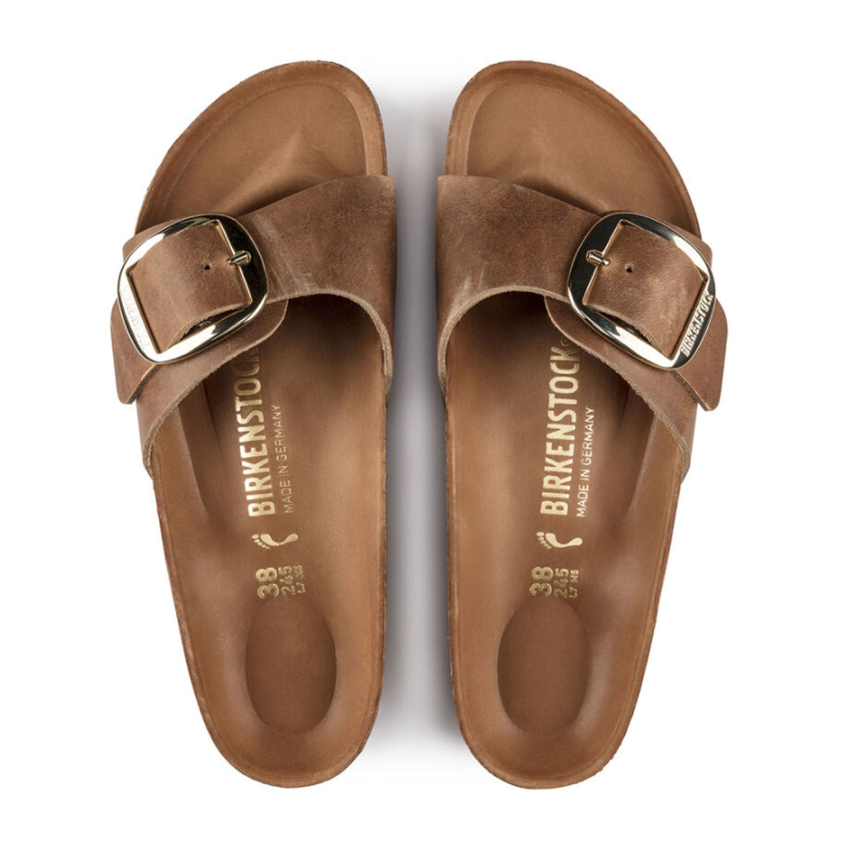 Birkenstock Madrid Big Buckle Narrow Slide Sandal (Women) - Cognac Leather Sandal - Slide - The Heel Shoe Fitters