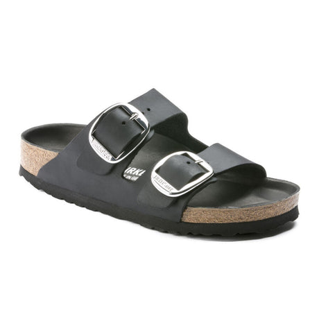 Birkenstock Arizona Big Buckle Slide Sandal (Women) - Black Oiled Leather Sandals - Slide - The Heel Shoe Fitters