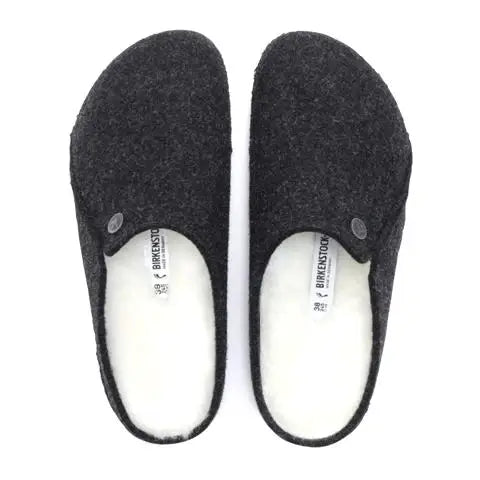 Birkenstock Zermatt Shearling (Unisex) - Anthracite/Natural Dress-Casual - Slippers - The Heel Shoe Fitters
