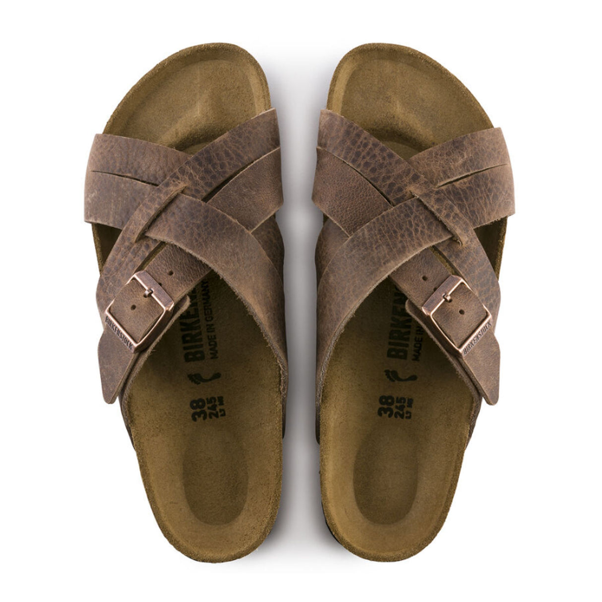 Birkenstock Lugano (Unisex) - Camberra Tobacco Oiled Leather Sandals - Slide - The Heel Shoe Fitters