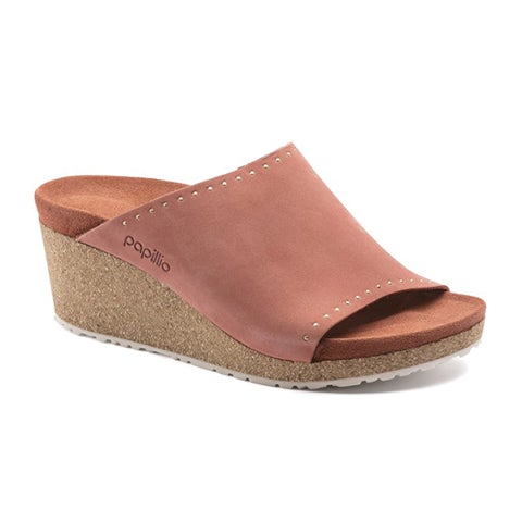 Birkenstock Namica Rivets Wedge Sandal (Women) - Earth Red Leather Sandal - Heel/Wedge - The Heel Shoe Fitters