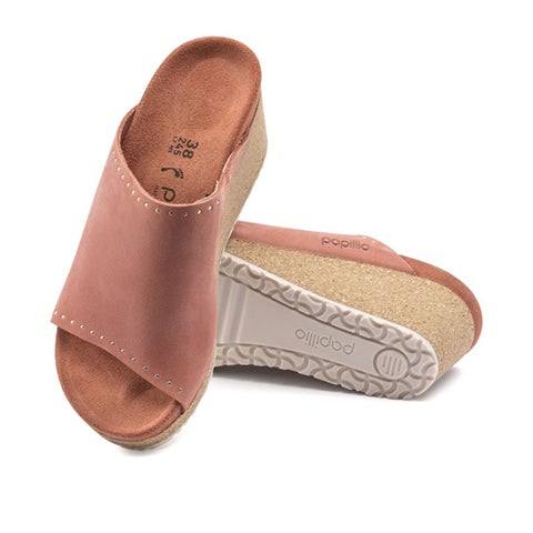 Birkenstock Namica Rivets Wedge Sandal (Women) - Earth Red Leather Sandal - Heel/Wedge - The Heel Shoe Fitters