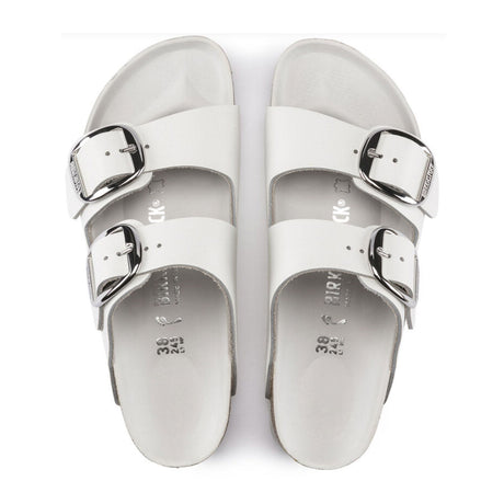 Birkenstock Arizona Big Buckle Narrow Slide Sandal (Women) - White Smooth Leather Sandals - Slide - The Heel Shoe Fitters