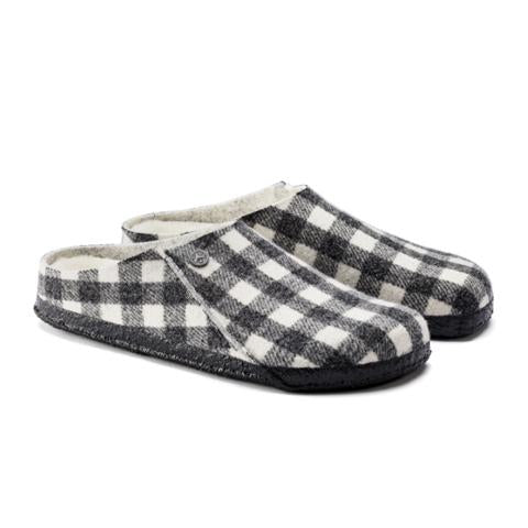 Birkenstock Zermatt Shearling Narrow Slipper (Women) - Plaid White/Natural Dress-Casual - Slippers - The Heel Shoe Fitters