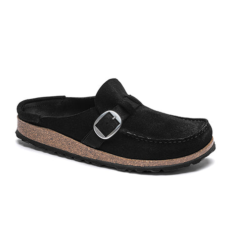 Birkenstock Buckley Narrow Clog (Women) - Black Suede Dress-Casual - Clogs & Mules - The Heel Shoe Fitters