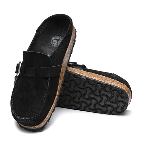 Birkenstock Buckley Narrow Clog (Women) - Black Suede Dress-Casual - Clogs & Mules - The Heel Shoe Fitters