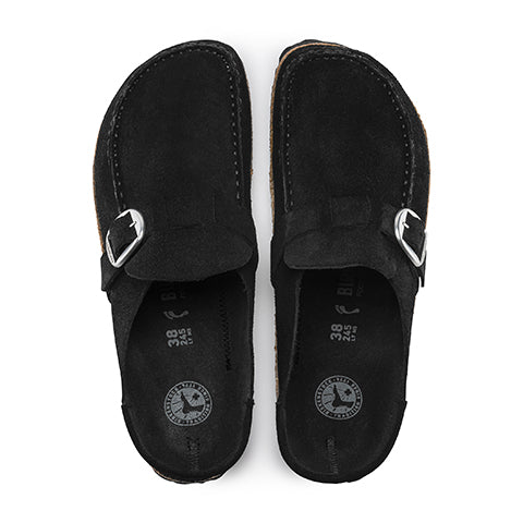 Birkenstock Buckley Narrow Clog (Women) - Black Suede Dress-Casual - Clogs & Mules - The Heel Shoe Fitters