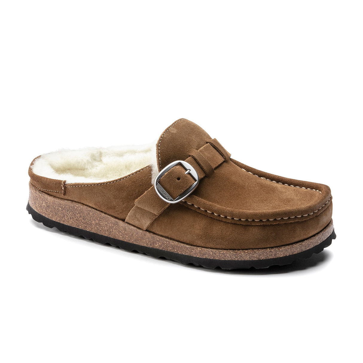 Birkenstock Buckley Shearling Narrow Clog (Women) - Tea Suede/Natural Dress-Casual - Clogs & Mules - The Heel Shoe Fitters