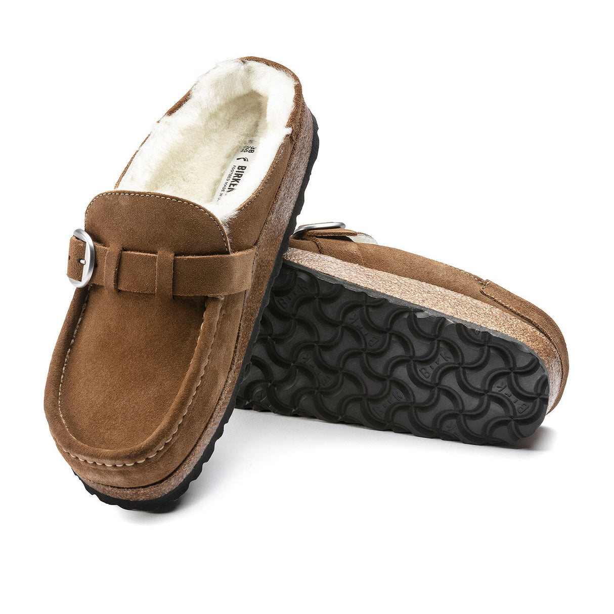 Birkenstock Buckley Shearling Narrow Clog (Women) - Tea Suede/Natural Dress-Casual - Clogs & Mules - The Heel Shoe Fitters