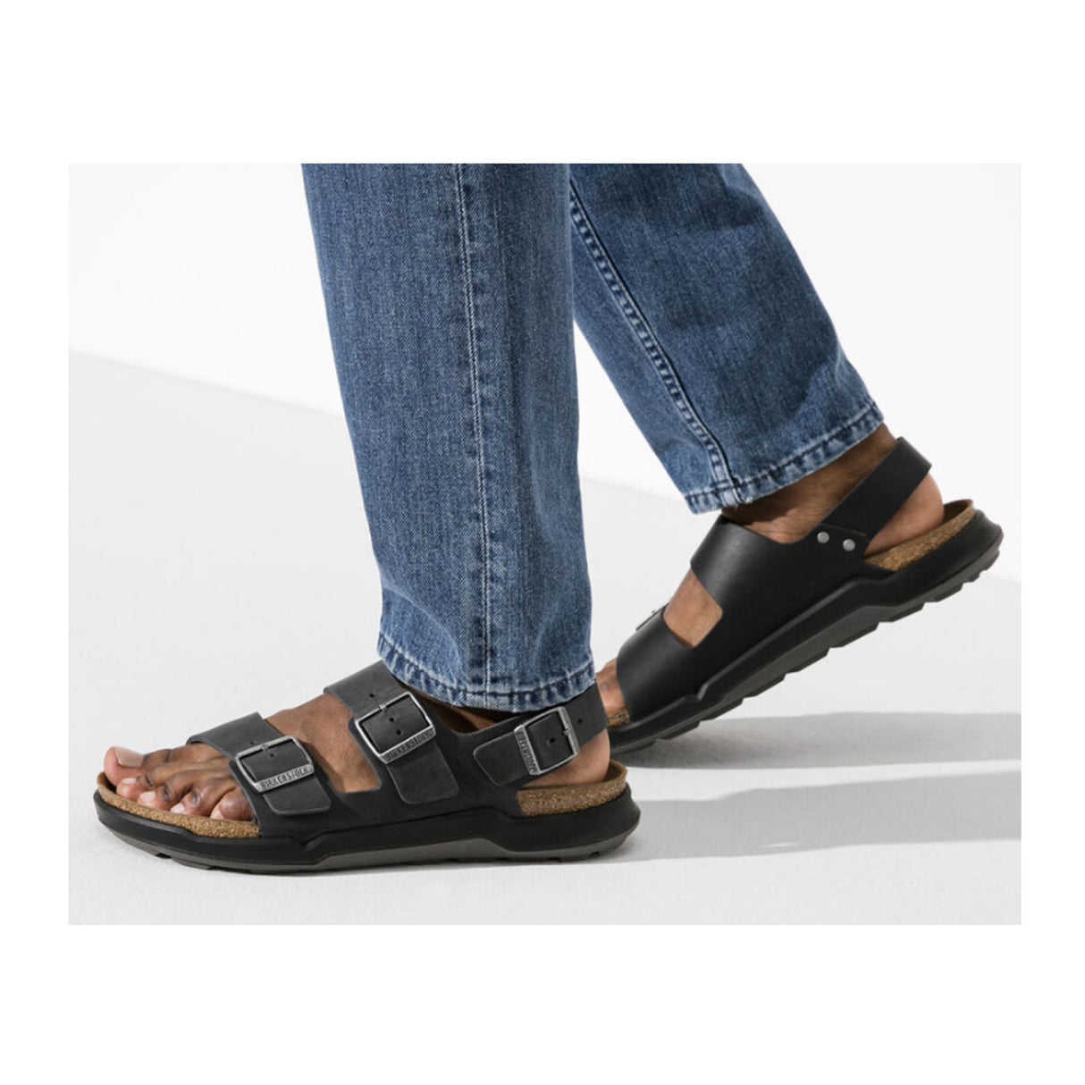 Birkenstock Milano Rugged Backstrap Sandal (Men) - Black Oiled Leather Sandal - Backstrap - The Heel Shoe Fitters