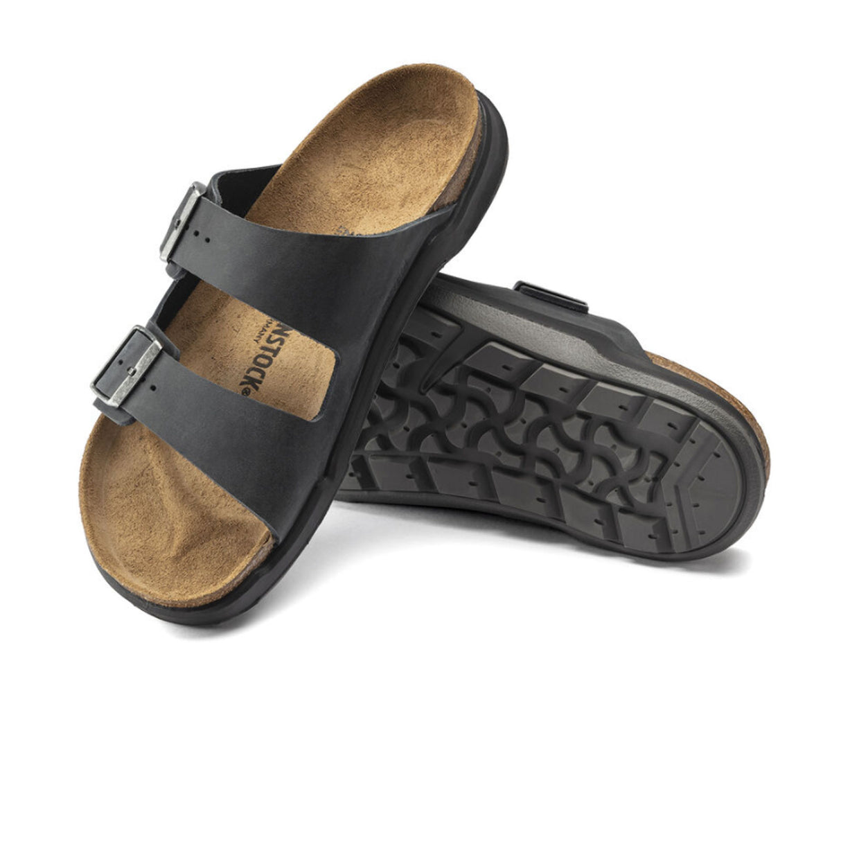 Birkenstock Arizona Crosstown Slide Sandal (Men) - Black Oiled Leather Sandal - Slide - The Heel Shoe Fitters