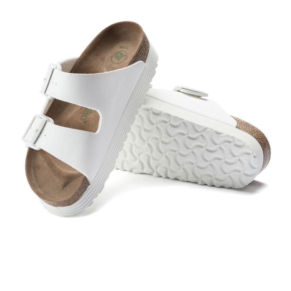 Birkenstock Arizona Grooved Vegan Platform Slide Sandal (Women) - White Birko-Flor Sandal - Slide - The Heel Shoe Fitters