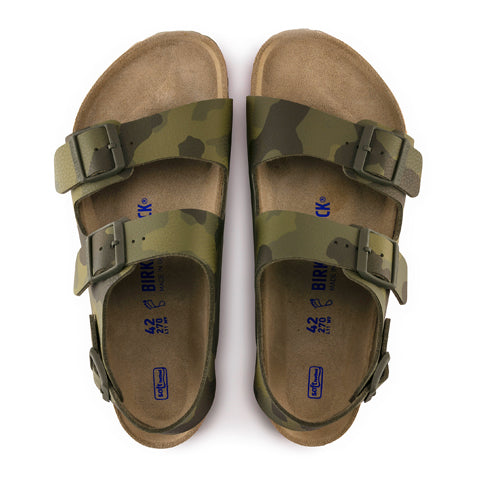 Birkenstock Milano Soft Footbed (Men) - Desert Soil Camo Green Sandals - Backstrap - The Heel Shoe Fitters