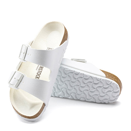 Birkenstock Arizona Birko-Flor Narrow Slide Sandal (Women) - White/White Sandals - Slide - The Heel Shoe Fitters