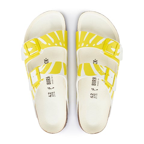 Birkenstock Arizona Birko-Flor Narrow Slide Sandal (Women) - Monstera Lime Sour Sandals - Slide - The Heel Shoe Fitters