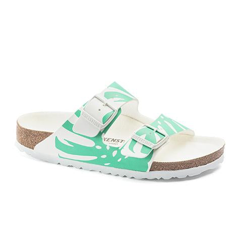 Birkenstock Arizona Birko-Flor Narrow Slide Sandal (Women) - Monstera Bold Jade Sandals - Slide - The Heel Shoe Fitters