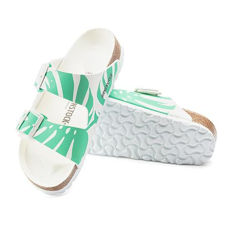 Birkenstock Arizona Birko-Flor Narrow Slide Sandal (Women) - Monstera Bold Jade Sandals - Slide - The Heel Shoe Fitters