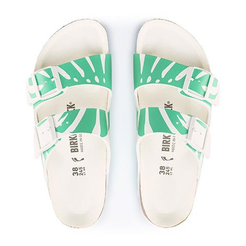 Birkenstock Arizona Birko-Flor Narrow Slide Sandal (Women) - Monstera Bold Jade Sandals - Slide - The Heel Shoe Fitters