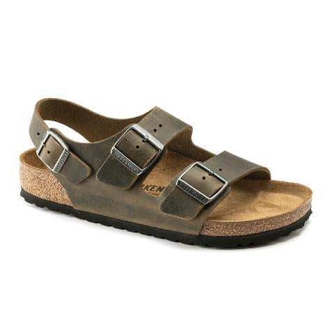 Birkenstock Milano (Men) - Faded Khaki Oiled Leather Sandals - Backstrap - The Heel Shoe Fitters