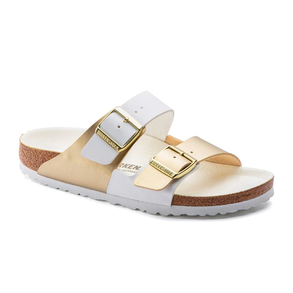 Birkenstock Arizona Split Slide Sandal (Women) - White/Gold 