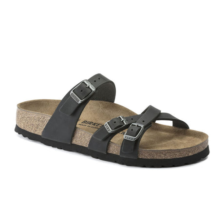 Birkenstock Franca Slide Sandal (Women) - Black Oiled Leather Sandals - Slide - The Heel Shoe Fitters