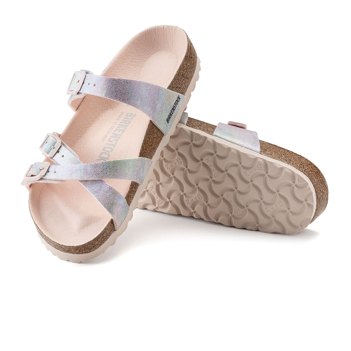 Birkenstock Franca Vegan Slide Sandal (Women) - Iridescent Light Rose Microfiber Sandal - Slide - The Heel Shoe Fitters