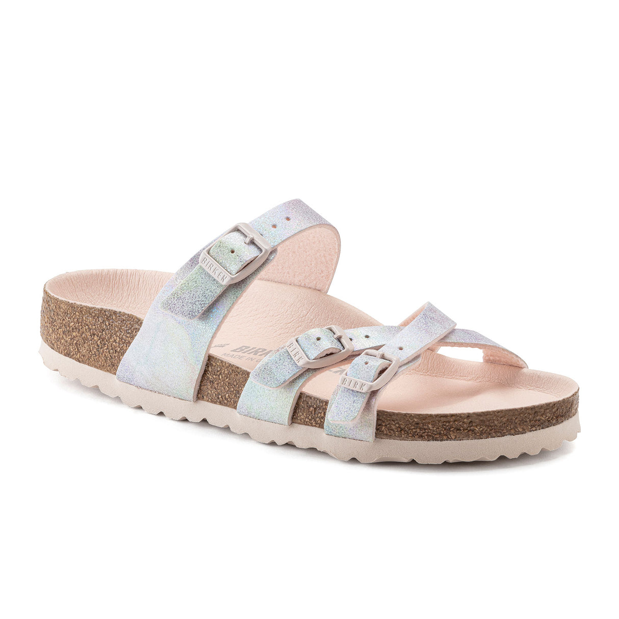 Birkenstock Franca Vegan Slide Sandal (Women) - Iridescent Light Rose Microfiber Sandal - Slide - The Heel Shoe Fitters