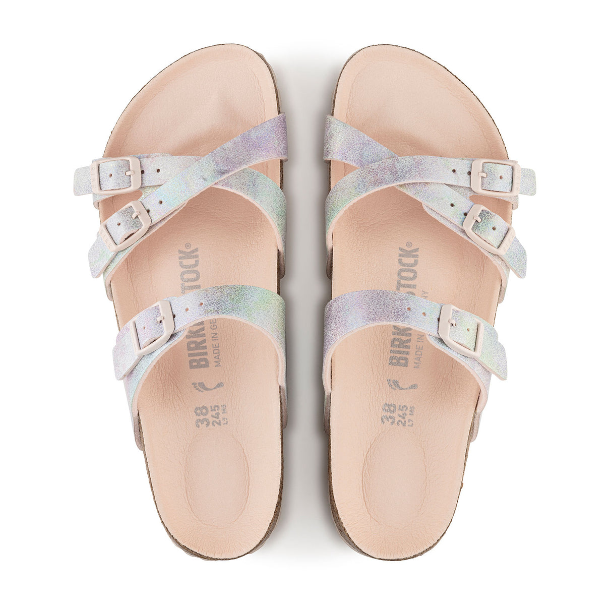 Birkenstock Franca Vegan Slide Sandal (Women) - Iridescent Light Rose Microfiber Sandal - Slide - The Heel Shoe Fitters