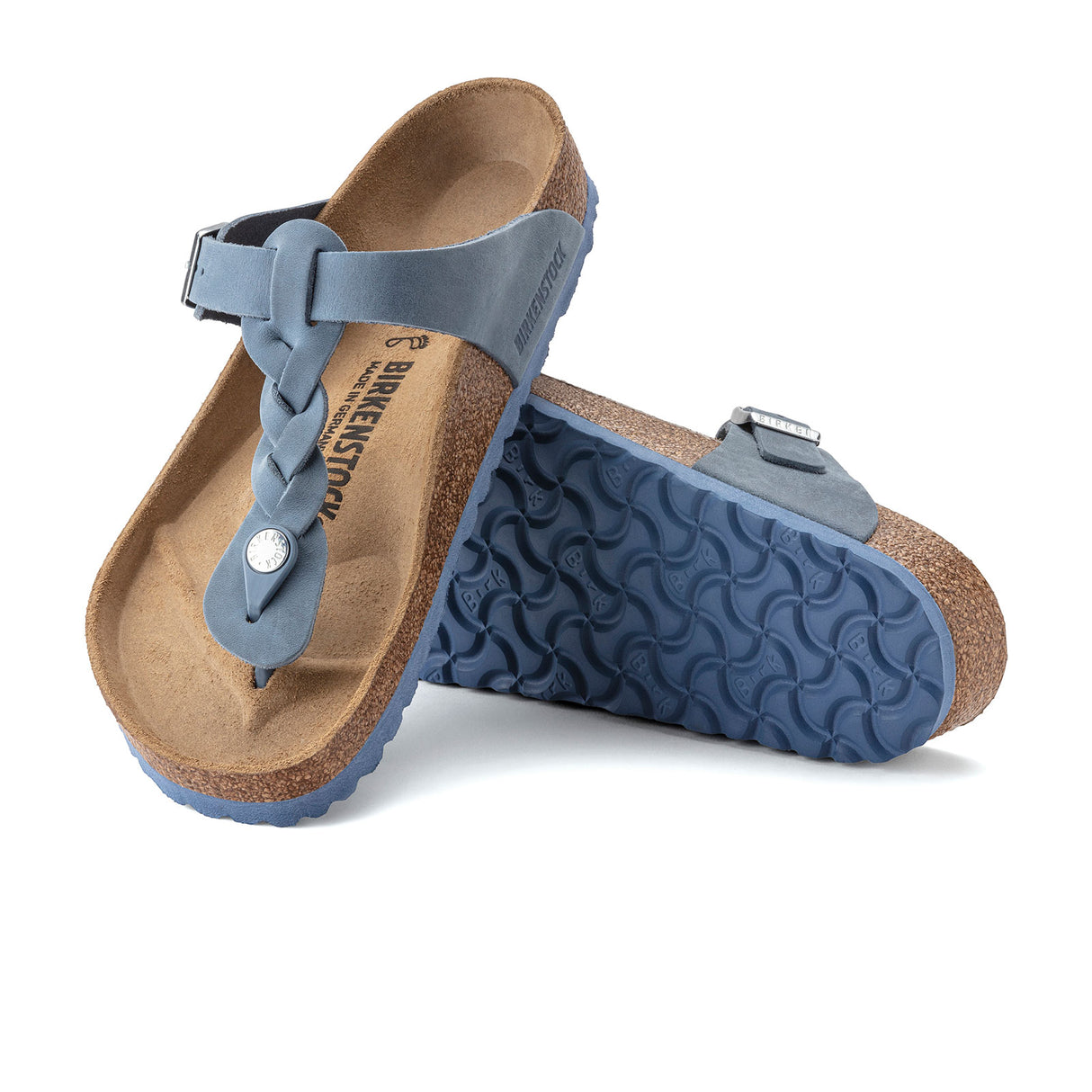 Birkenstock Gizeh Braid Sandal (Women) - Dusty Blue Oiled Leather Sandal - Thong - The Heel Shoe Fitters