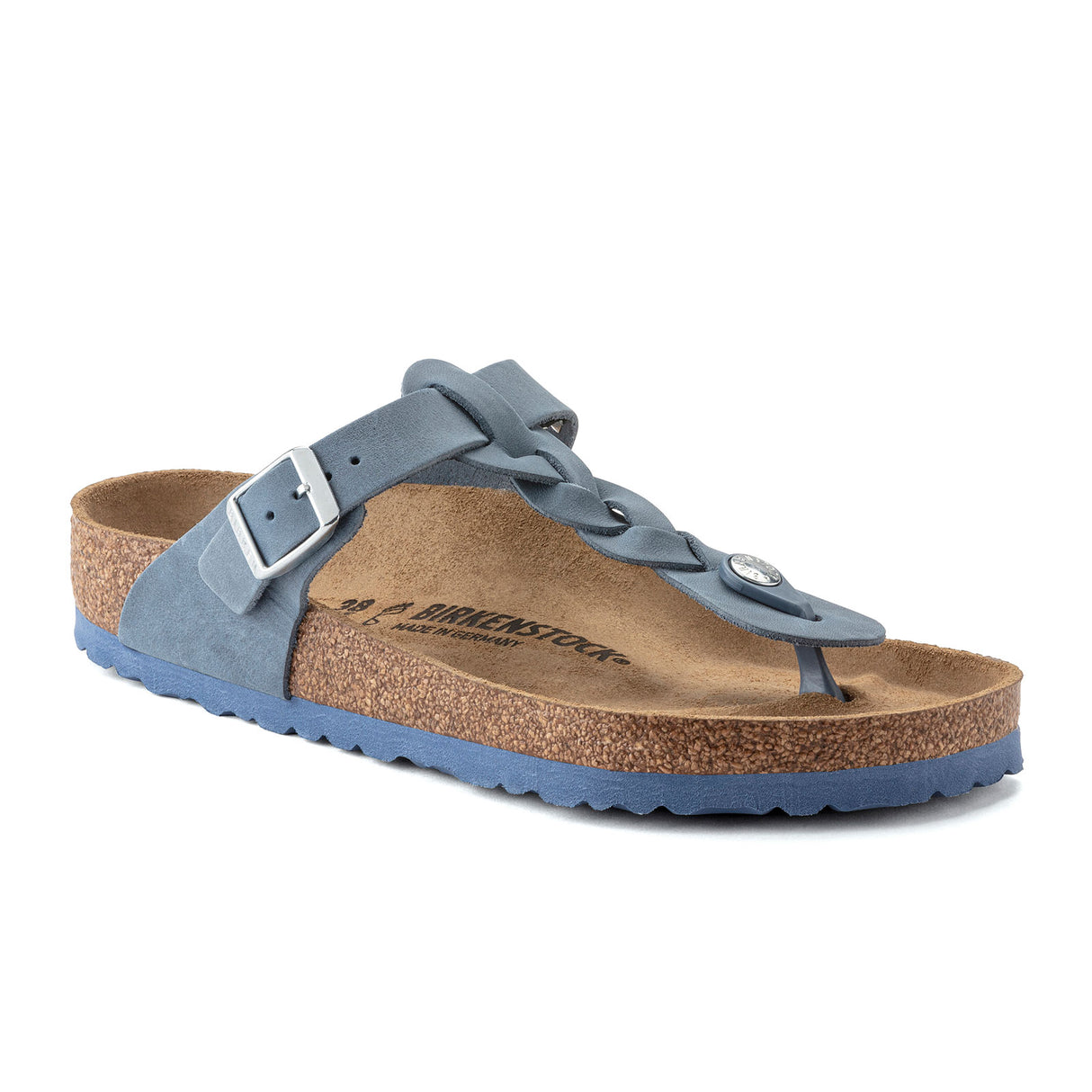 Birkenstock Gizeh Braid Sandal (Women) - Dusty Blue Oiled Leather Sandal - Thong - The Heel Shoe Fitters
