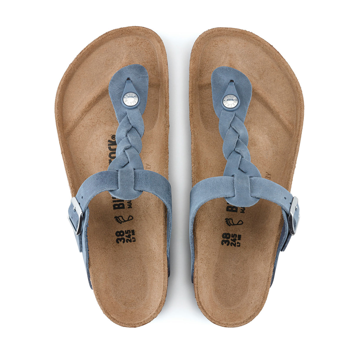Birkenstock Gizeh Braid Sandal (Women) - Dusty Blue Oiled Leather Sandal - Thong - The Heel Shoe Fitters
