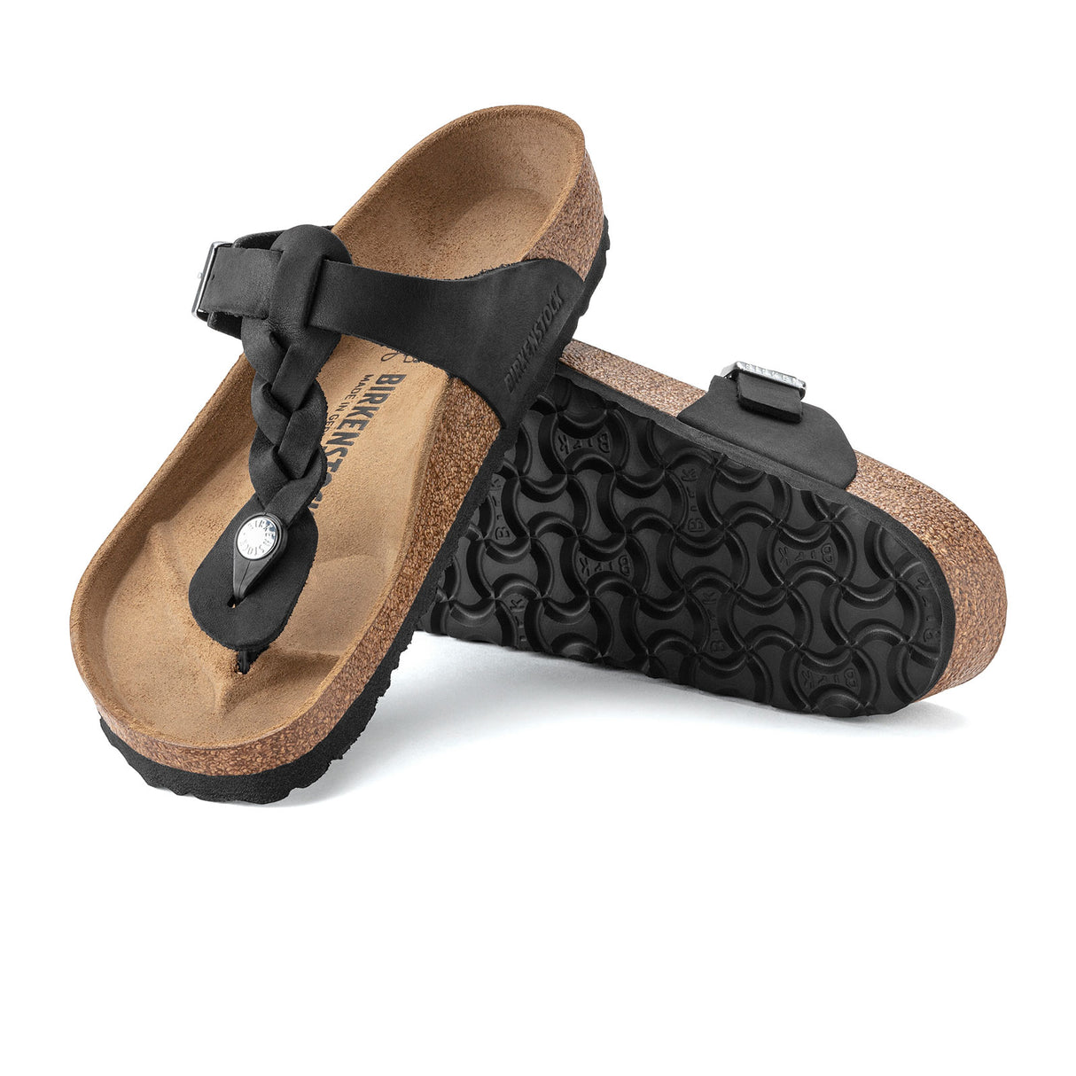 Birkenstock Gizeh Braid Sandal (Women) - Black Oiled Leather Sandal - Thong - The Heel Shoe Fitters