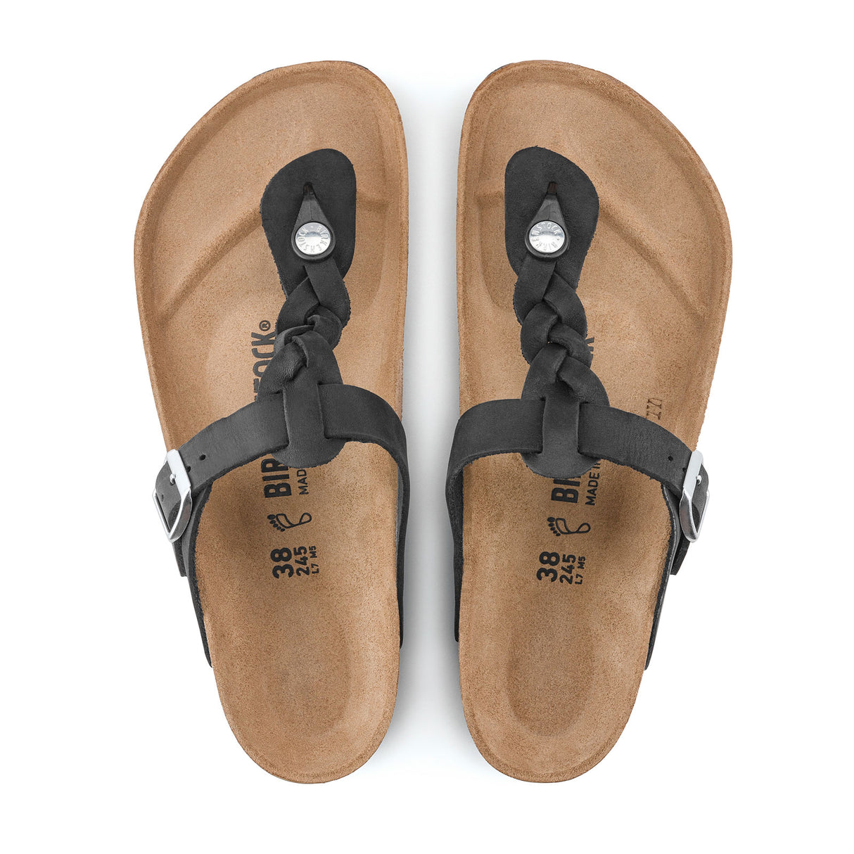 Birkenstock Gizeh Braid Sandal (Women) - Black Oiled Leather Sandal - Thong - The Heel Shoe Fitters