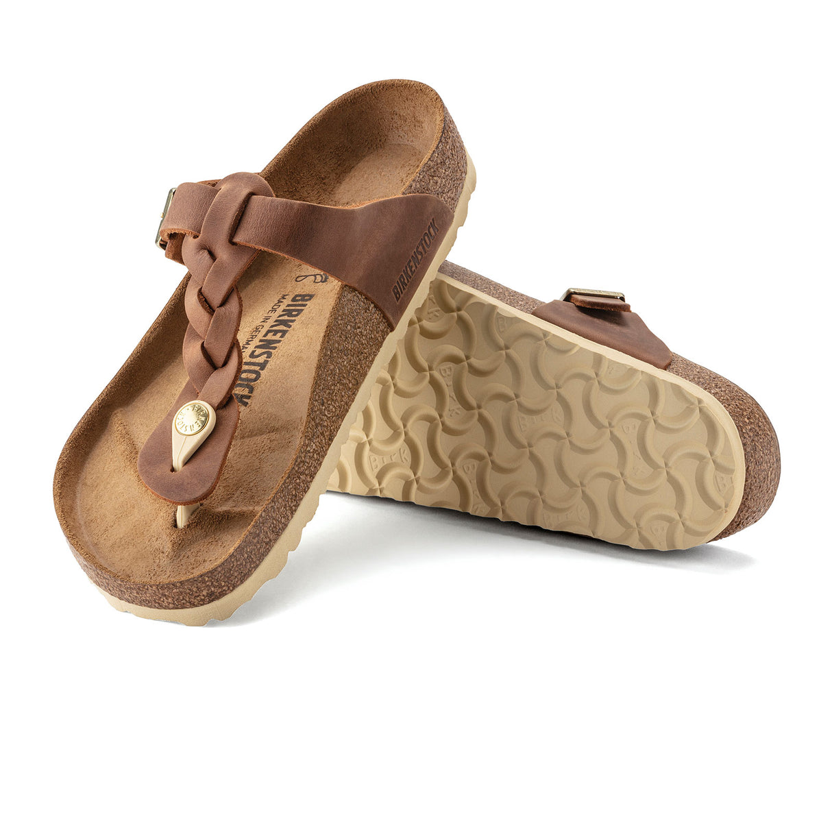 Birkenstock Gizeh Braid Sandal (Women) - Cognac Oiled Leather Sandal - Thong - The Heel Shoe Fitters