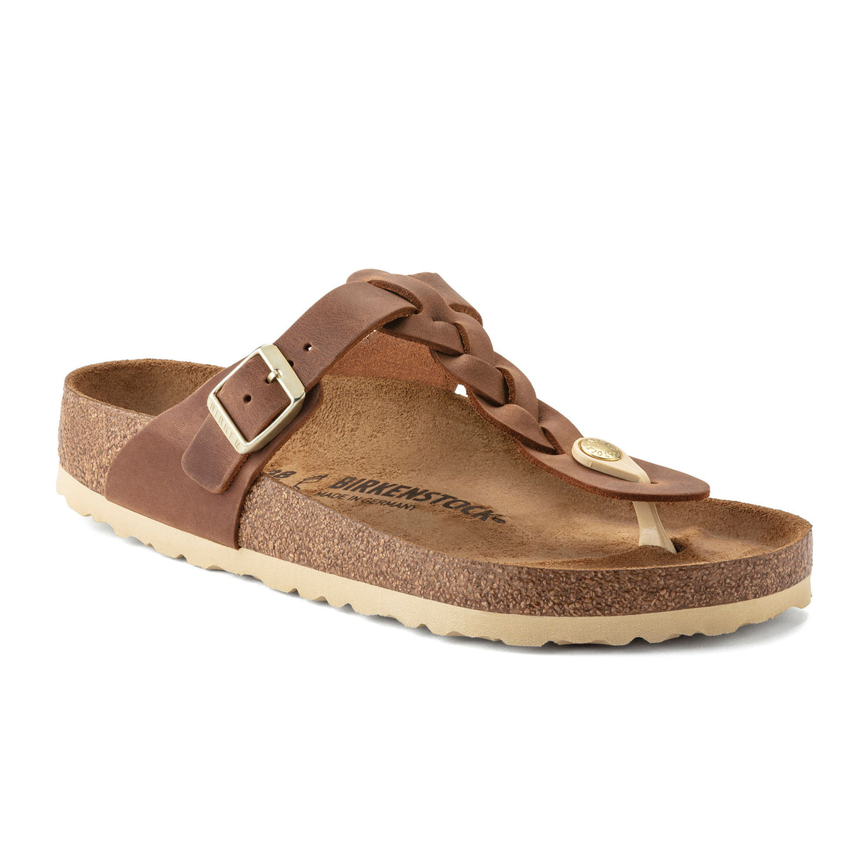 Birkenstock Gizeh Braid Sandal (Women) - Cognac Oiled Leather Sandal - Thong - The Heel Shoe Fitters