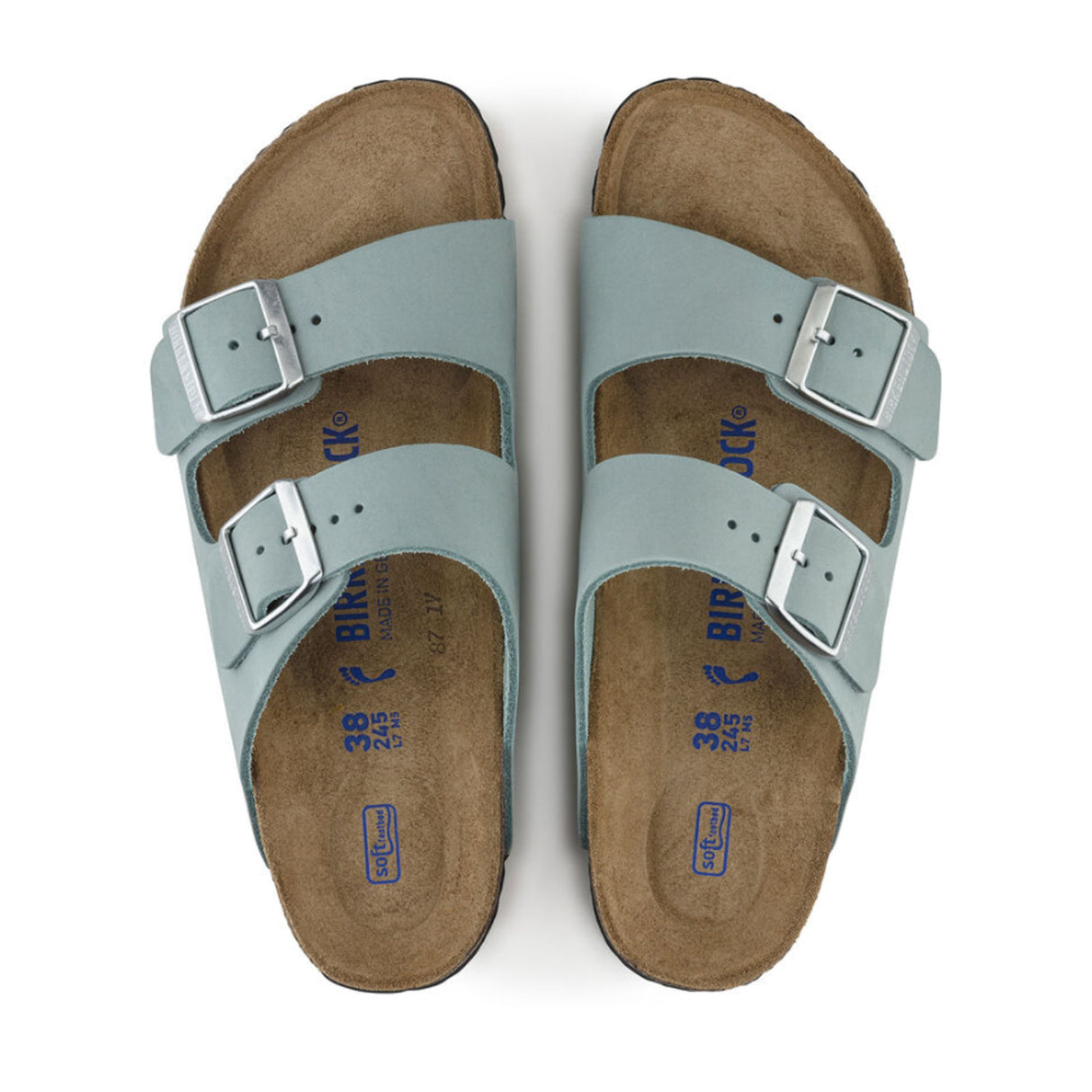 Birkenstock Arizona Soft Footbed Narrow Slide Sandal (Women) - Faded Aqua Sandals - Slide - The Heel Shoe Fitters