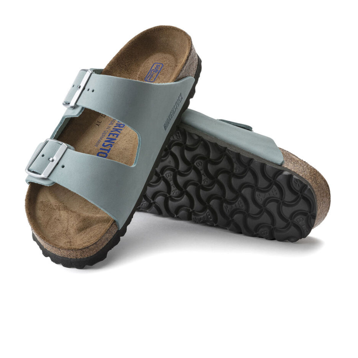 Birkenstock Arizona Soft Footbed Narrow Slide Sandal (Women) - Faded Aqua Sandals - Slide - The Heel Shoe Fitters