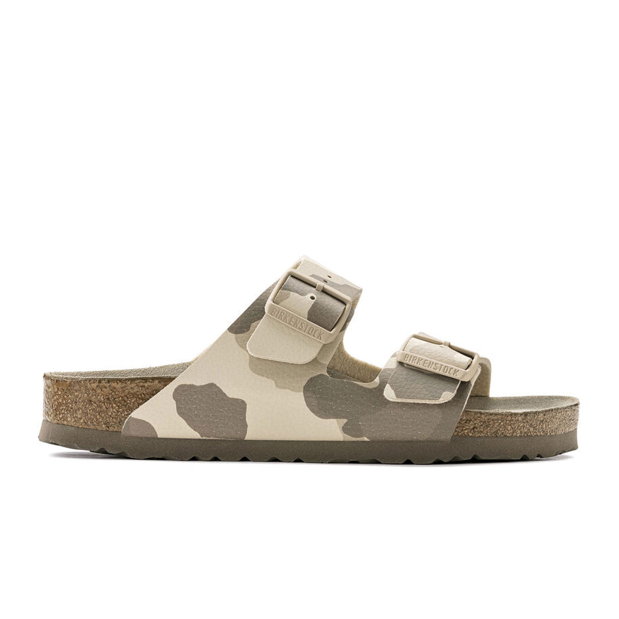 Birkenstock Arizona Soft Footbed Slide Sandal (Women) - Desert Soil Camo Gray Taupe Birko-Flor Sandal - Slide - The Heel Shoe Fitters