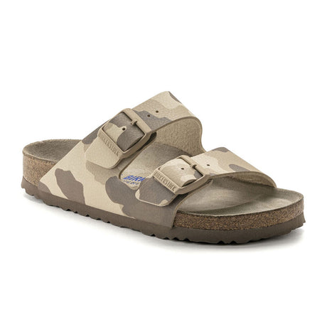 Birkenstock Arizona Birko-Flor Soft Footbed Narrow Slide Sandal (Women) - Desert Soil Camo Gray Taupe Sandals - Slide - The Heel Shoe Fitters