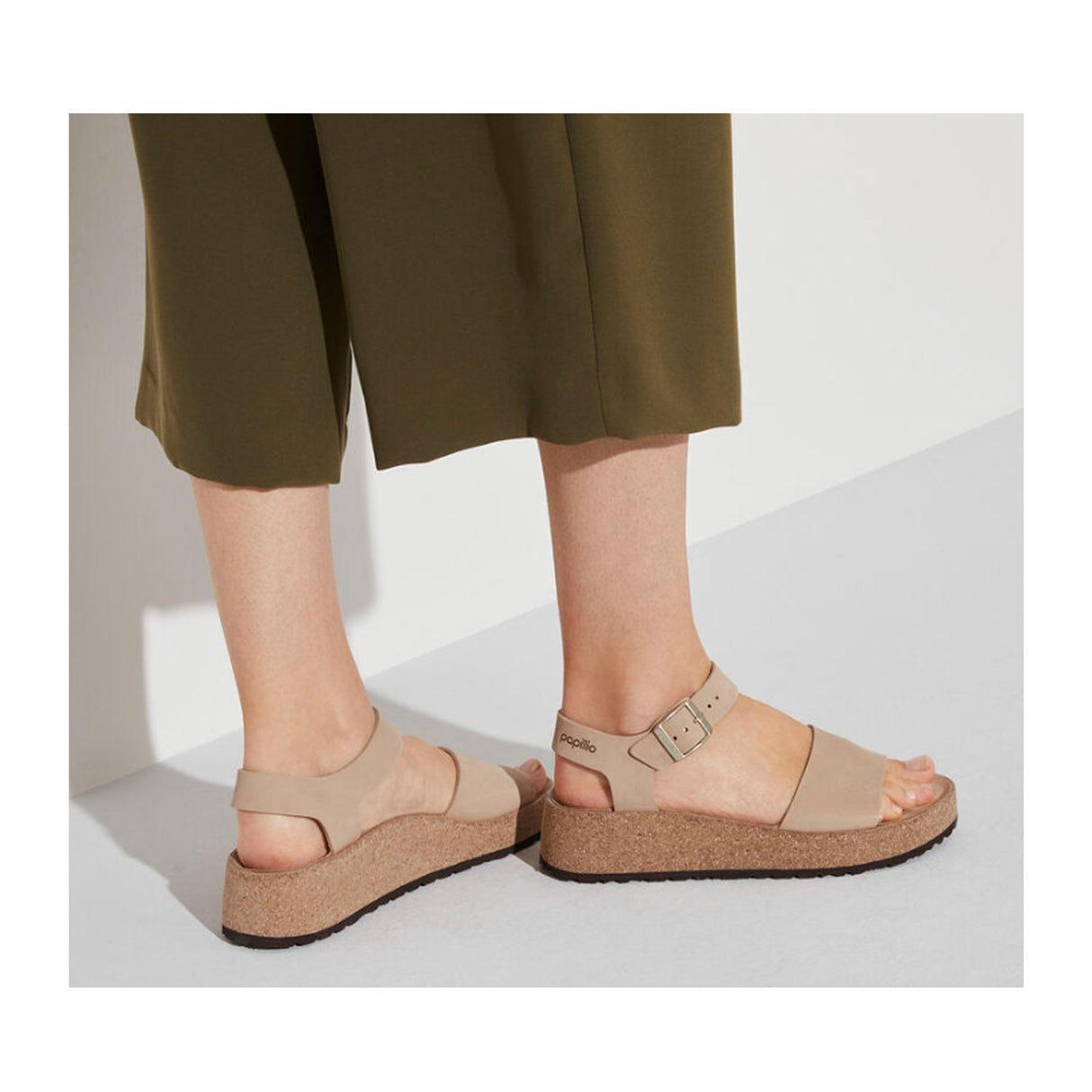 Birkenstock Glenda Narrow Wedge Sandal (Women) - Sandcastle Nubuck Leather Sandal - Heel/Wedge - The Heel Shoe Fitters